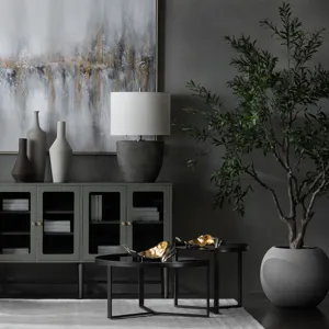 H Ceramic Table Lamp With Linen Shade