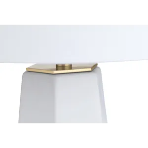 White Ceramic Table Lamp With White Linen Drum Shade