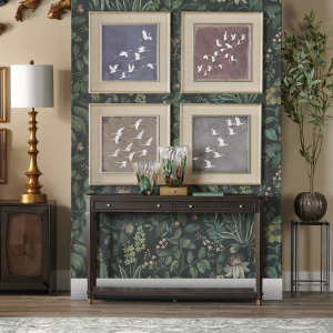 2-drawer Rich Brown Hardwood Console/sofa Table