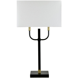 Black And Gold Metal Table Lamp With Linen Shade