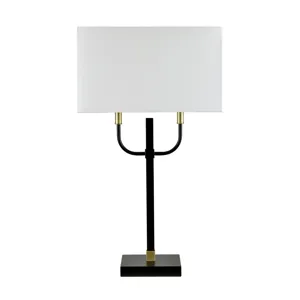 Black And Gold Metal Table Lamp With Linen Shade