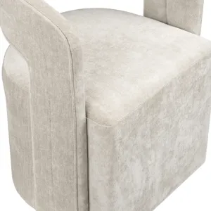 Set Of 2 Cream Upholstered Dining Chairs