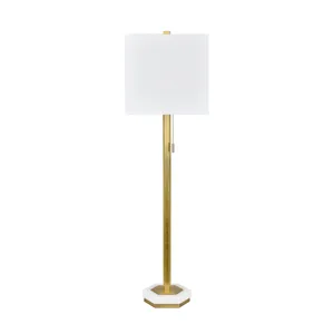 Gold Metal Table Lamp With Linen Shade