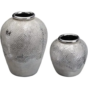 Silverlight Modern Textured Ceramic Vases Set Of 2
