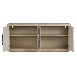 Tan & Cream 4-door Media Credenza/sideboard