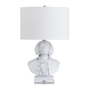 Resin & Crystal Table Lamp With Linen Shade