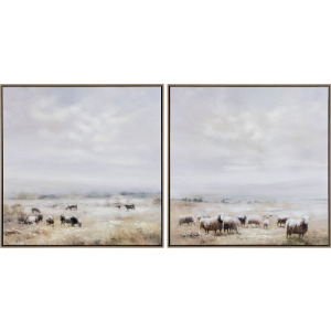 Golden Pastures 2-piece Framed Canvas Wall Art Set