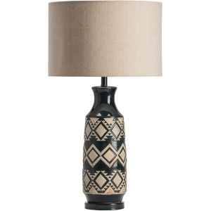 Resin Table Lamp With Oat Linen Shade
