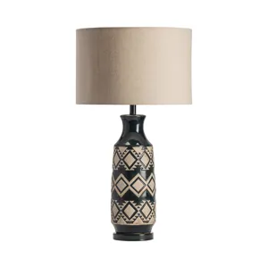 Resin Table Lamp With Oat Linen Shade