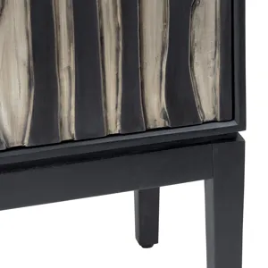 Smooth Black And Tan 4-door Media Credenza/sideboard