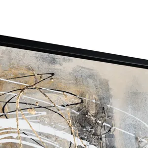 Golden Chaos Abstract Framed Canvas Painting