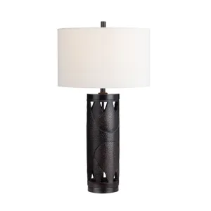 Set Of 2 Metal & Resin Table Lamp With Nightlight And Linen Shade