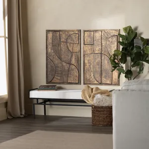 Harlow 2-piece Geometric Bronze Metal Art Set