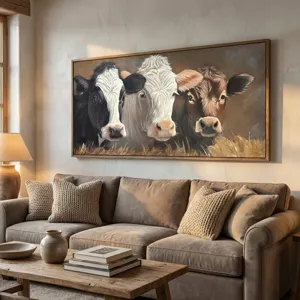 The Cow Crew Rustic Framed Canvas Wall Art