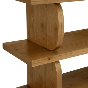 H Brown Wood Four Shelf Etagere Bookcase