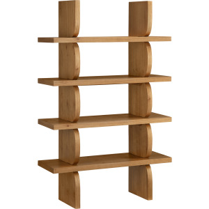 H Brown Wood Four Shelf Etagere Bookcase