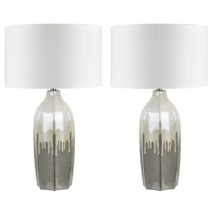 Set Of 2 Ceramic Table Lamp With Linen Shade