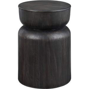 Round Brown Wooden Accent End Table