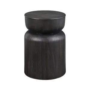 Round Brown Wooden Accent End Table