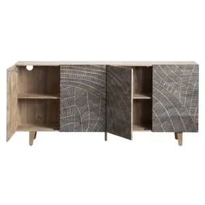 Solid Wood 4-door Media Credenza/sideboard