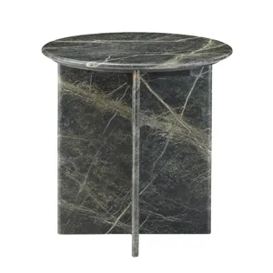 Dark Green Marble Accent End Table