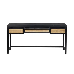 Black Transitional Writing Desk With 3 Drawers
