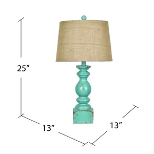 Kirksey Resin Distressed Turquoise Table Lamp