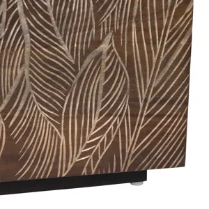 Rich Brown With Bana Leaves 4-door Media Credenza/sideboard
