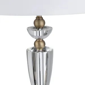 Crystal Table Lamp With White Linen Shade