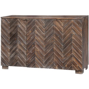 Jackson Raised 3 Door Chevron Rustic Wood Sideboard