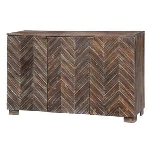 Jackson Raised 3 Door Chevron Rustic Wood Sideboard