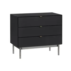3 Drawer Black Accent Chest
