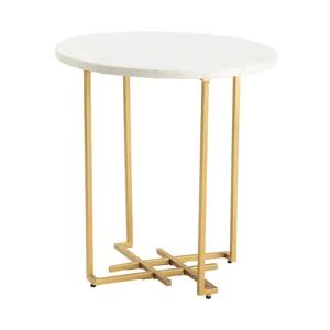 Round Marble & Brass End Table