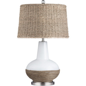 Ceramic & Rattan Table Lamp With Rattan Shade