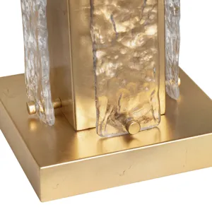 Set Of 2 Metal & Glass Table Lamp With Linen Shade