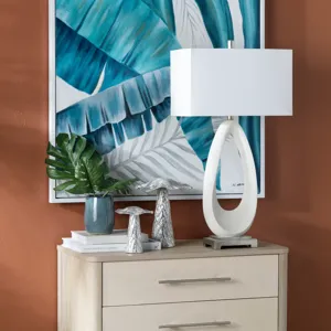 Set Of 2 Resin & Metal Table Lamp With Shade