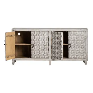 White-washed Mango Wood 4-door Sideboard
