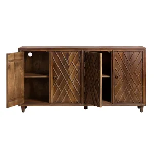 Solid Wood 4-door Media Credenza/sideboard