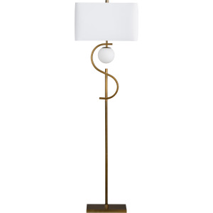 Metal Floor Lamp With Led Night Light And Linen Shade