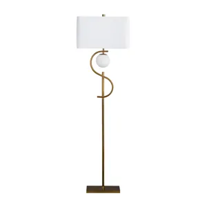 Metal Floor Lamp With Led Night Light And Linen Shade