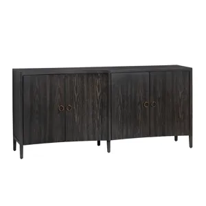 Dark Brown 4-door Reeded Media Credenza/sideboard