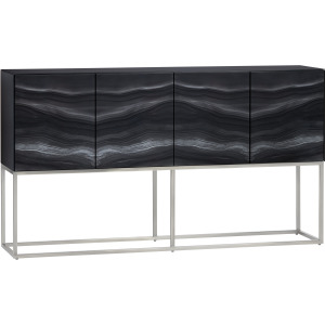 Reverse Painted Glass 4-door Media Credenza/sideboard