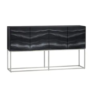 Reverse Painted Glass 4-door Media Credenza/sideboard