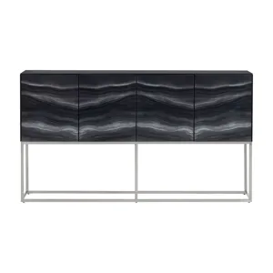 Reverse Painted Glass 4-door Media Credenza/sideboard