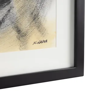 Oil Painting On Paper, With Black Solid Wood Outer Frame, Mat Board Under Glass, 1set Ups Pack