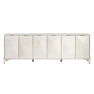 Solid Wood And Iron 6-door Media Credenza/sideboard