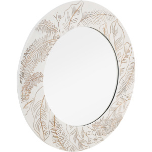 Seaside Round Leaf-etched Wall Mirror