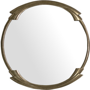Arcform Antique Gold Round Mirror With Art Deco Inspired Frame
