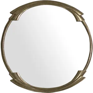 Arcform Antique Gold Round Mirror With Art Deco Inspired Frame