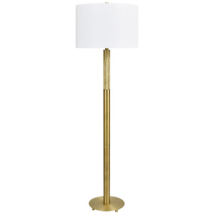 Gold Floor Lamp With White Linen Shade
